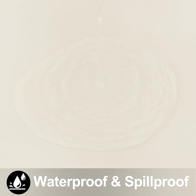 Smiry Round Table Cloth 60 Inch, Waterproof Wipeable Vinyl Tablecloths Protector, Oil Spill Proof Plastic Table Cover for Dining, Picnic, Camping, Outdoor, Beige