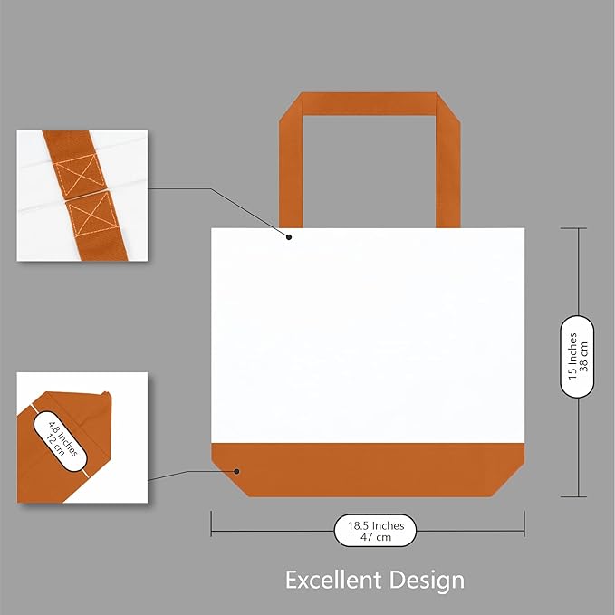 TOPDesign 3-Pack Super Strong Large 12oz Cotton Canvas Tote Bags, Reusable Grocery Shopping Cloth Bags, Fashionable Two-Tone Totes for Crafts, DIY Your Creative Designs