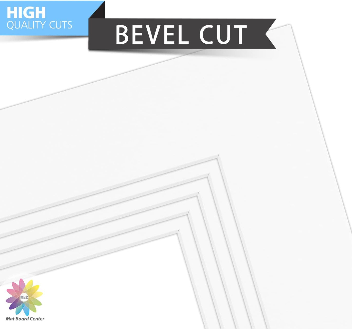Mat Board Center, Pack of 10, 8x10 for 5x7 Off White Color Mats - Bevel Cut, Acid Free, 4-ply Thickness, White Core - for Pictures, Photos, Framing