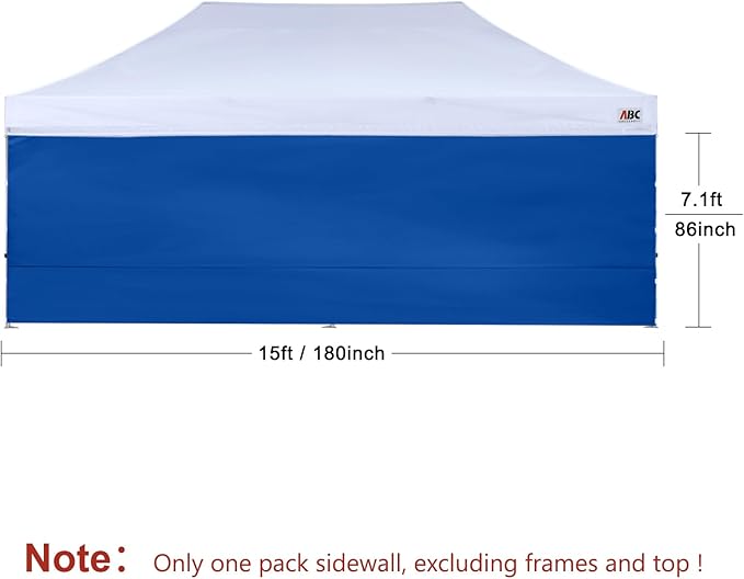 ABCCANOPY Instant Canopy SunWall 10x20 FT, 1 Pack Sidewall Only, No Frame or Top, Blue