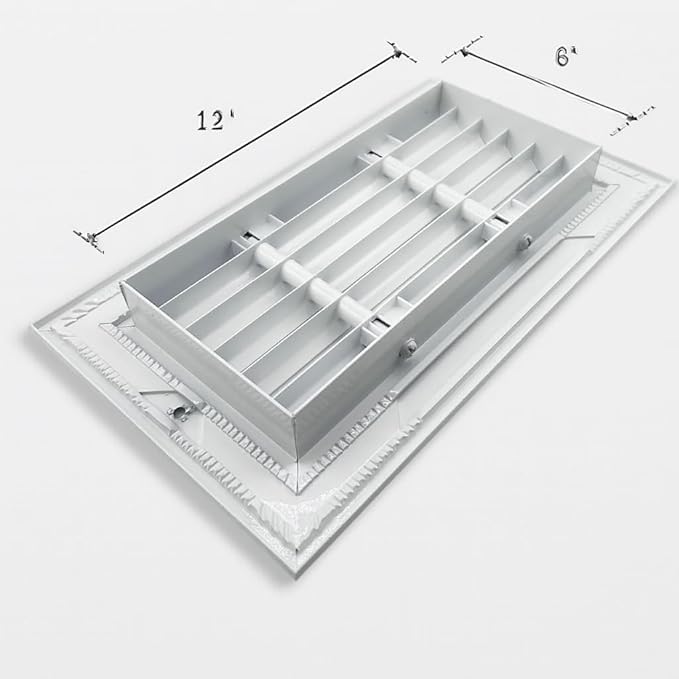 Premium 12" X 6" [Duct Opening] Linear Aluminum Bar Return Air Grille - White - White [Outer Dimensions: 14"W x 8"H] – for Ceiling, Wall Use