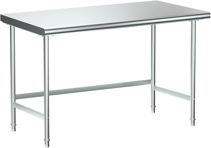 Treshin Stainless Steel Work Table Open Base 30" X 60", Commercial Heavy Duty Prep Table for Kitchen, Restaurant, Home, Hotel, Laundry
