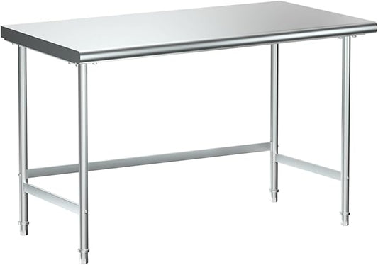 Treshin Stainless Steel Work Table Open Base 30" X 60", Commercial Heavy Duty Prep Table for Kitchen, Restaurant, Home, Hotel, Laundry