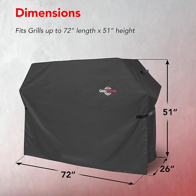 Heavy Duty BBQ Grill Cover for Outdoor Grill, 72 Inch – Waterproof, Weather Resistant, UV & Fade Resistant with Adjustable Straps – Gas Grill Cover for Weber, Charbroil, etc. Charcoal