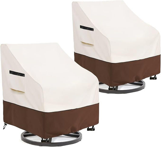 Rileytee Outdoor Swivel Chair Cover 2 Pack,Outdoor Furniture Patio Chair Covers Waterproof Clearance, Lawn Patio Furniture Covers,30" W x 34" D x 38.5" H,Beige & Brown