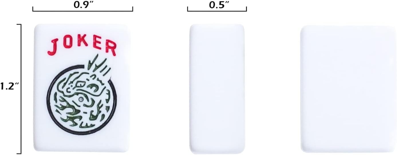 American Mahjong Game Set, 166 White Tiles, 4 All-in-One Color Rack/Pushers, Complete Mahjong Tile Set Red Printed Carrying Bag