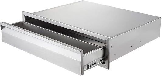 30" W Outdoor Kitchen Drawer Stainless Steel BBQ Single Drawer w/Divider Flush Mount for Outdoor Kitchen Island(Overall Size:30" W x 6-1/2"H x 23" D inch)