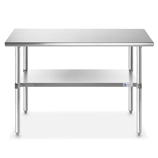 GRIDMANN Stainless Steel Work Table 48 x 30 Inches, NSF Commercial Kitchen Prep Table with Under Shelf for Restaurant and Home