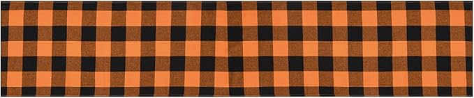 Tosewever Halloween Buffalo Check Plaid Table Runner, Cotton Polyester Blend Classic Family Dinner Table Runners for Indoor Outdoor Parties Events Home Decoration (Orange and Black, 14 x 72 Inch)