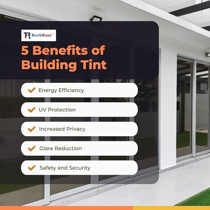 Rockrose Professional Blackout Home Window Tint Film - Sun Blocking Privacy Cover for Home Offices - Room Darkening Sun Light Blocker - 36 in X 25FT - Total Blackout