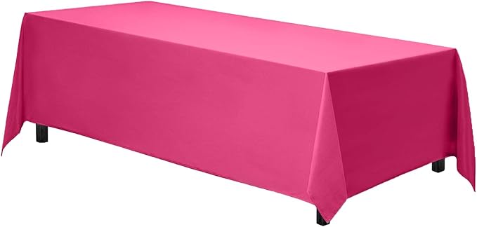 Gee Di Moda Rectangle Tablecloth - 90 x 156 Inch Fuchsia Table Cloth for 8 Foot Tables with Floor-Length Drop - Heavy Duty Washable Fabric for Holiday Party, Dinner, Weddings & Baby Shower