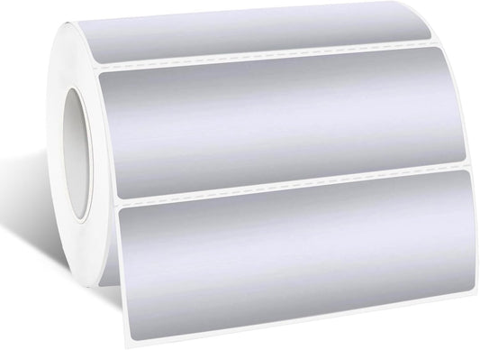 1" x 3" Silver Thermal Label Stickers,Waterproof Thermal Printer Sticker Labels for Gift Wrapping, Self-Adhesive Name Price Tag DIY Custom Logo Design (500 pcs,Silver)