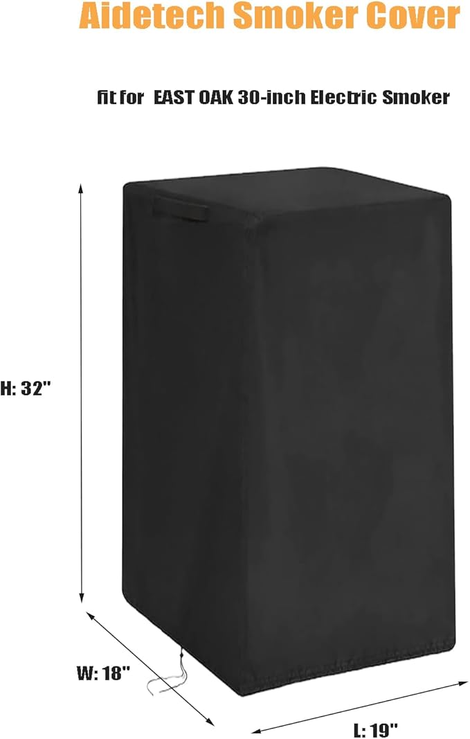 Smoker Cover for East Oak 30-inch Electric Smoker, Waterproof Outdoor Smoker BBQ Cover- 19" L x 18" W x 32" H