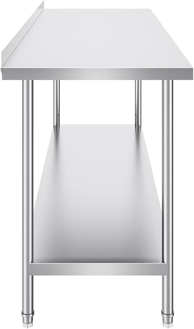 VEVOR 24 x 72 x 36 Inch Stainless Steel Work Table, Commercial Food Prep Worktable Heavy Duty Prep Worktable, Metal Work Table with Adjustable Height for Restaurant, Home and Hotel