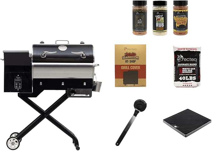recteq Pellet Grill - Road Warrior 340 + Searing Essentials Bundle, Portable Electric Pellet Smoker Grill, BBQ, Wood Pellets, Sear, Smoke, and More