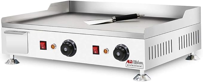 ALDKitchen Flat Top Griddle | Teppanyaki Grill with Dual Thermostat | No plug | 110V (24.25’ x 17.59’)