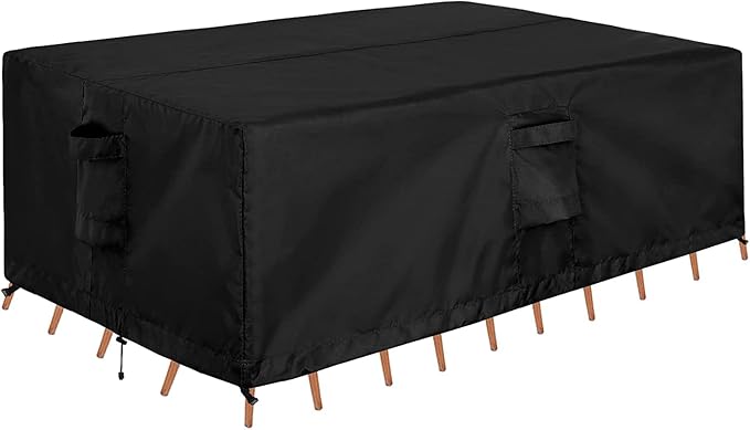 OutdoorLines Outdoor Waterproof Patio Table Furniture Set Covers - Rectangle Couch Sectional Cover Outside Weatherproof Patio Furniture Covering for Deck, Lawn and Backyard 84"L x 84"W x 28"H, Black