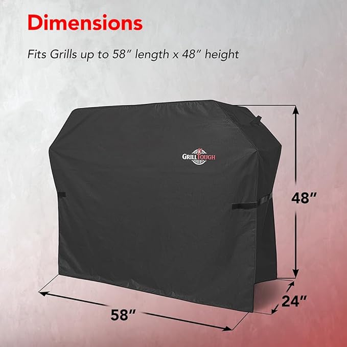 Heavy Duty BBQ Grill Cover for Outdoor Grill, 58 Inch – Waterproof, Weather Resistant, UV & Fade Resistant with Adjustable Straps – Gas Grill Cover for Weber, Charbroil, etc. Charcoal