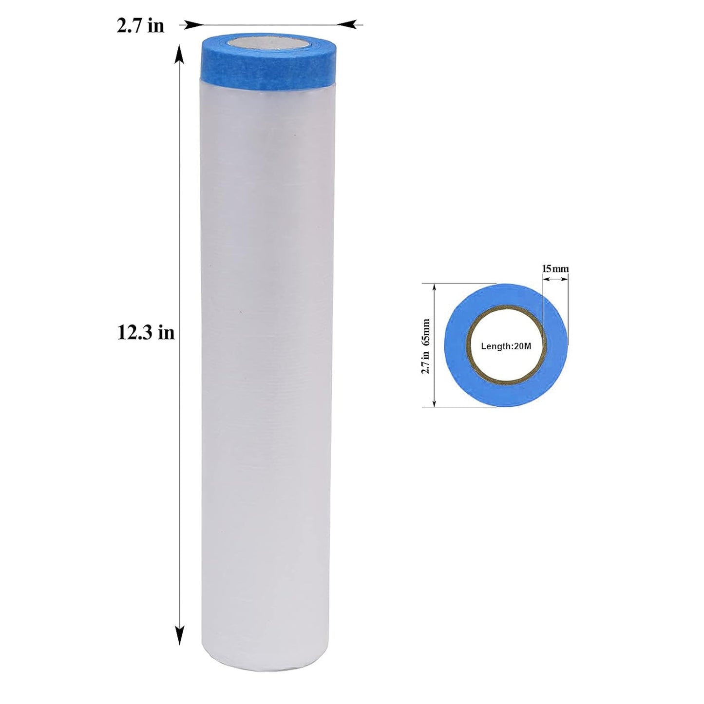 VECOPE 3-Piece Set,Pre- Masking Film Protection Covering Cloth Tape | for Automotive Covering Painting Paint Masking (8-Feet X 65-Feet)