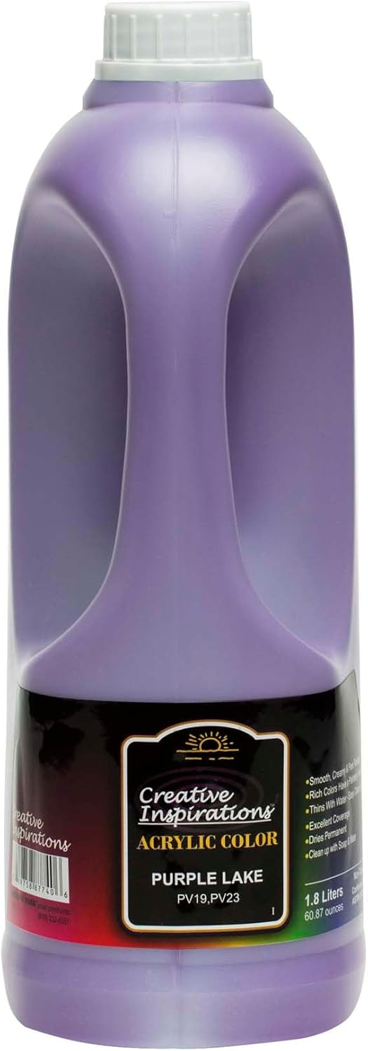 Creative Inspirations Acrylic Paint - Purple Lake - 1.8 Liter - Smooth & Creamy Consistency, Vibrant Pigmentation, Great Coverage for Artists - Clean Up with Soap & Water