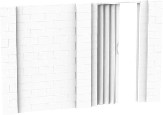 EverBlock 11’ x 7’ Wall Kit with Accordion Door | 3’ x 7’ Doorway | Modular Building Blocks | Wall Display System | Room Divider & Partition | Easy to Connect & Reuse | Indoor & Outdoor Use | White