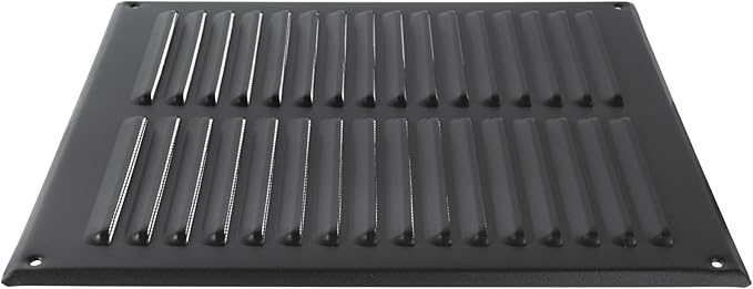 Square Ventilation Grille / 10" x 10" Inch Inside Measurement/Black Metal Air Vent Louver - Inside/Outside use / 11.6" x 11.6" Inch Outer Measurement