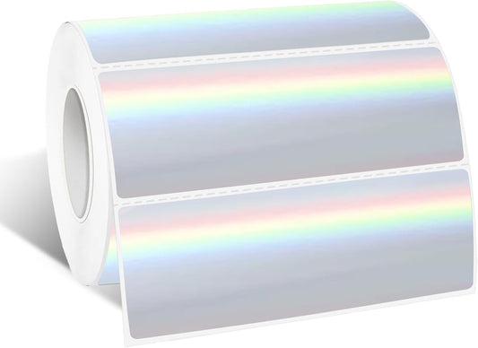 1" x 3" Holographic Thermal Label Stickers,Printable Rainbow Glitter Thermal Printer Sticker Labels for Gift Wrapping, Self-Adhesive Name Price Tag DIY Custom Logo Design (500 pcs)