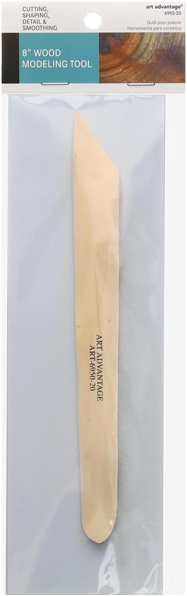 Art Advantage Wood Modelling Tool 8" – Wood Sculpting, Clay, Carving & Crafting Tool, Wooden Playdough Tools for Pottery, Polymer Clay, and DIY Projects