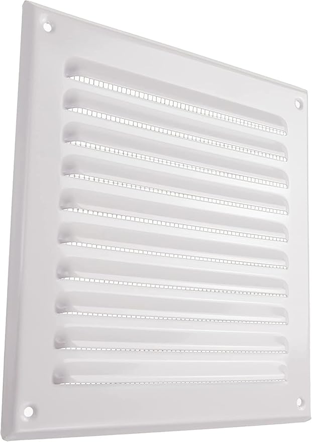 Vent Systems - 6 x 6 Inch (Inner) Pack of 10 White Metal Square Soffit Air Vent Grille Cover, Register Vent Deflector Louver Built-in Mesh HVAC for Bathroom Home Office Kitchen 8" x 8" (Outer)
