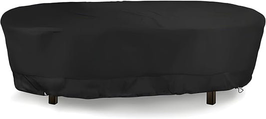 Eevelle Meridian Patio Oval Table Cover with Marine Grade Fabric - Waterproof Outdoor Table Cover - Furniture Set Covers for Dining Table - Easy to Install - (25.5" H x 60" L x 36" W, Black)