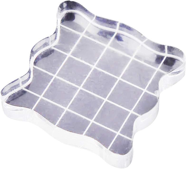 1PC Acrylic Stamp Blocks with Grid Lines, Transparent with Curve Edges Essential Stamping Tools for Scrapbooking Crafts Making (7.5x7.5cm)