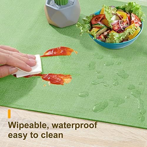 Wipeable Table Runner, Farmhouse Dresser Runner, Rustic Indoor/Outdoor (60'', Green)