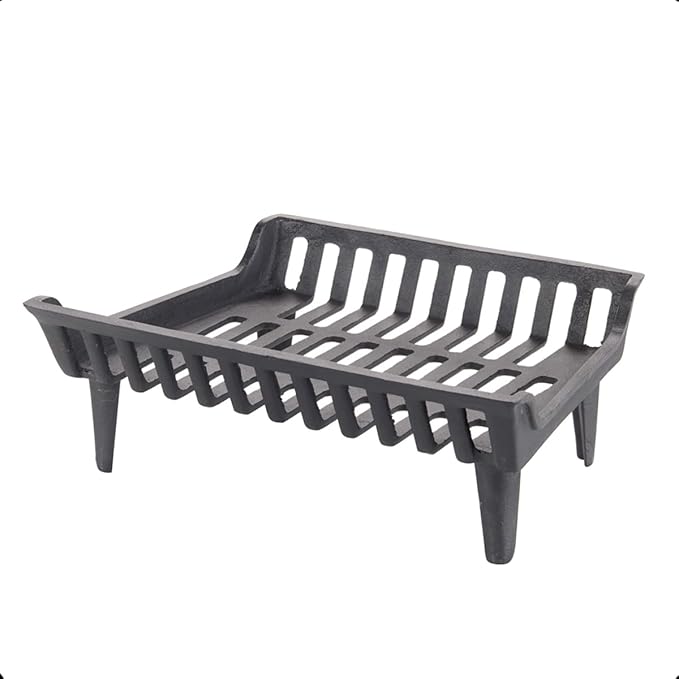 20 inch Fireplace Grate Heavy Duty, Cast Iron Fire Grate - 20" W x 15" D x 7" H