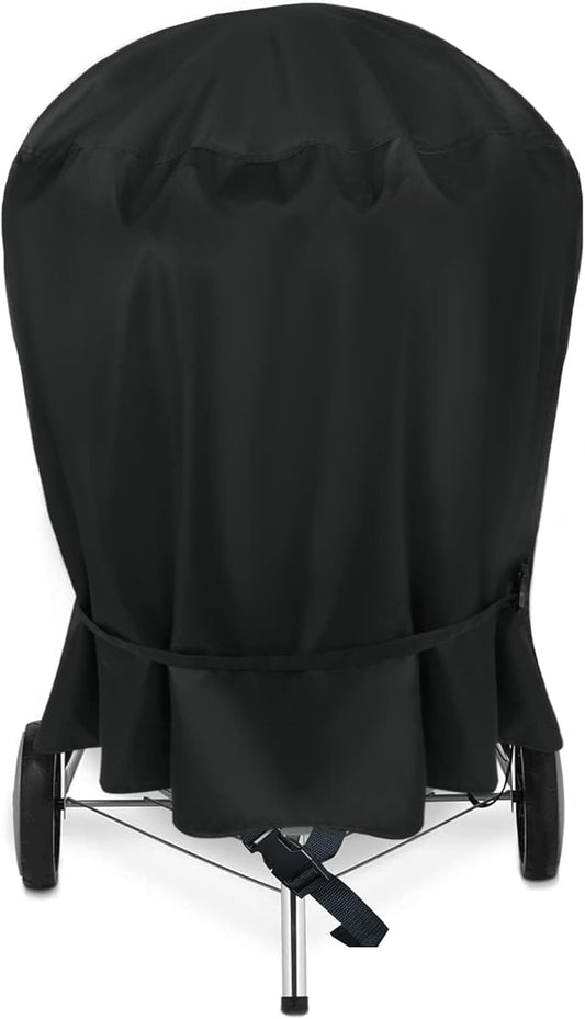 NettyPro Grill Cover for Charcoal Kettle Grill 26 inch, Heavy Duty Waterproof Outdoor Round Smoker Cover, 33" W x 27" D x 38" H, Black