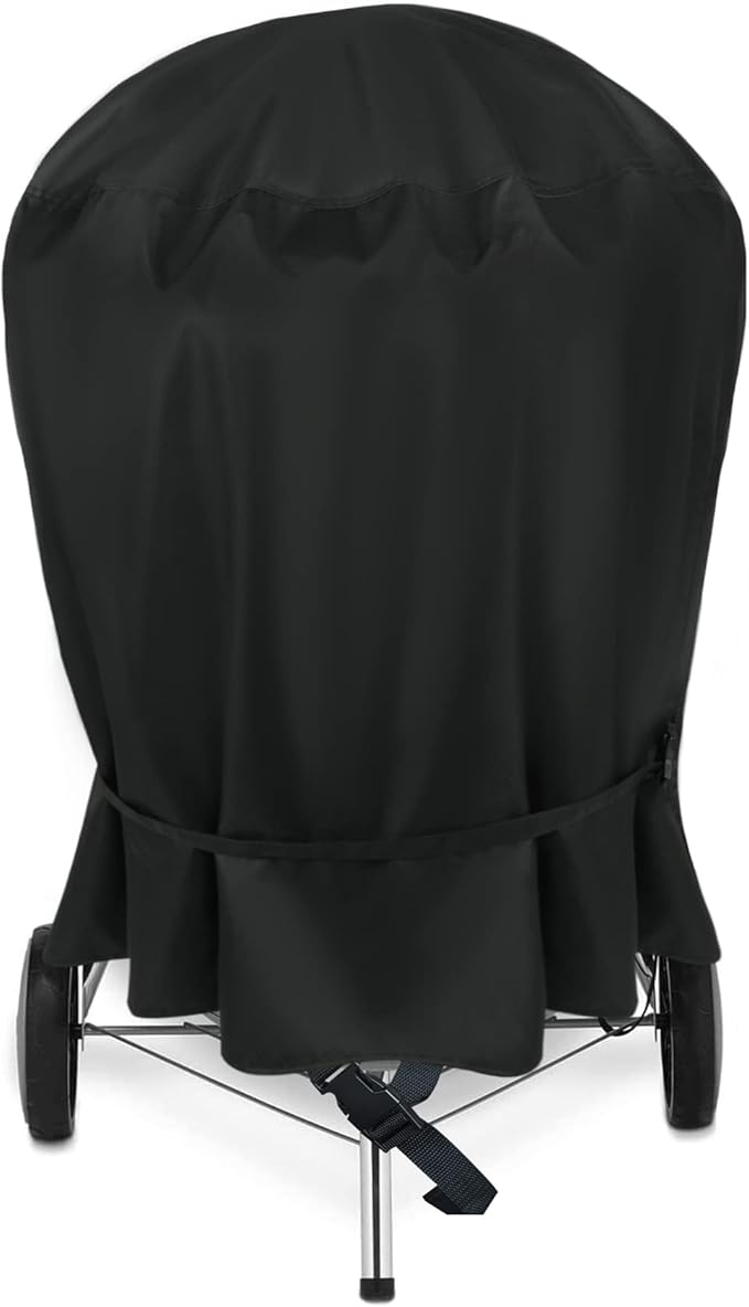 NettyPro Charcoal Kettle Grill Cover 18 inch for Weber, Heavy Duty Waterproof Outdoor Round Smoker Cover, Fade and UV Resistant Small BBQ Grill Cover, 23" W x 21" D x 35" H, Black