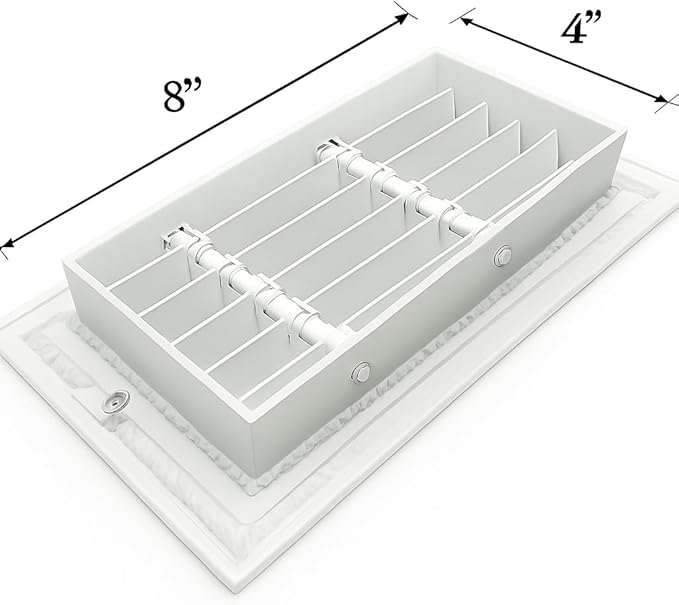 Premium 8" X 4" [Duct Opening] Linear Aluminum Bar Return Air Grille - White - White [Outer Dimensions: 10"W x 6"H] – for Ceiling, Wall Use- HVAC Vent Duct Cover Diffuser – [White]