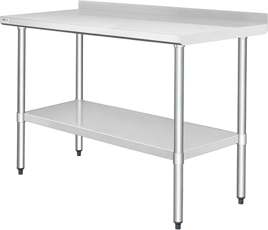 HARDURA Stainless Steel Table with Backsplash Metel Prep Table Commercial Kitchen Workbench 24x60 Inches NSF