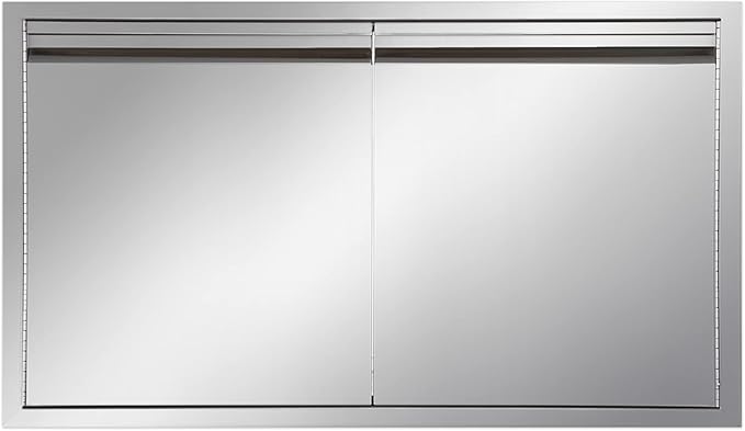 Outdoor Kitchen Door 36" W x 21" H inch Stainless Steel BBQ Double Doors Flush Mount for Outdoor Kitchen Island（Double Wall Door Panel ）