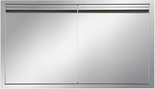 Outdoor Kitchen Door 36" W x 21" H inch Stainless Steel BBQ Double Doors Flush Mount for Outdoor Kitchen Island（Double Wall Door Panel ）