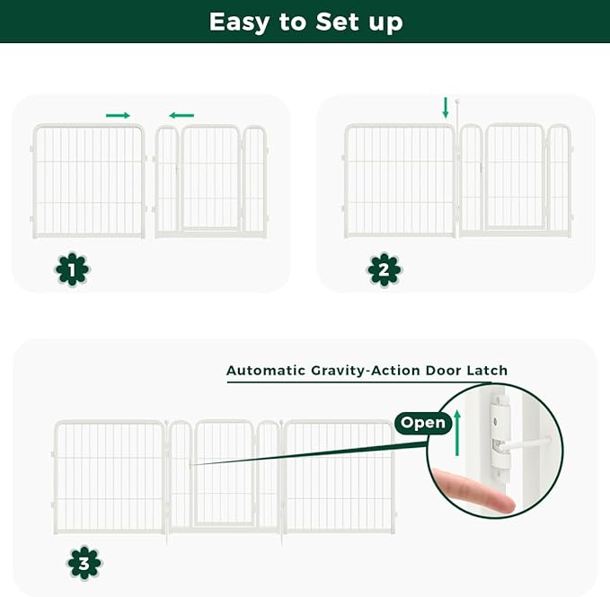 FXW Garden Fence Outdoor for The Yard – 24in(H) x 30.4ft(L) Heavy Duty Metal Animal Barrier for Dog and Rabbit, Decorative Dog Fence, 16 Panels, White