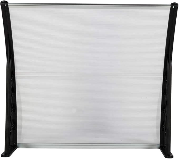 Simply-Me 40" x 40" Door Window Awning Polycarbonate Cover Front Door Outdoor Patio Awning Canopy UV Rain Snow Protection Hollow Sheet (Silver & Black Bracket)