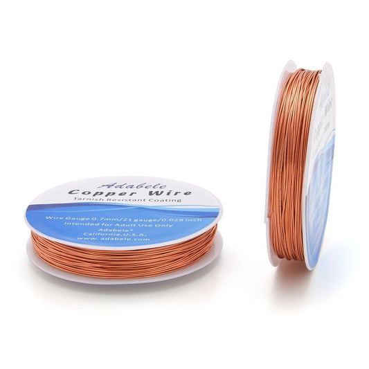 Adabele 164 Feet Premium Tarnish Resistant Round Bare Raw Jewelry Copper Wire Beading Wire Spool Bulk (0.7mm/21 Gauge) for DIY Craft Jewelry Making BF287-7