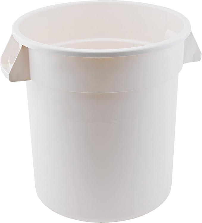 Winco Heavy-Duty Round Waste Container/Trash Can, 10 Gallon, White