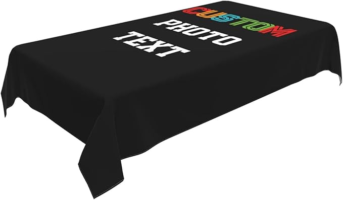 Custom Rectangle Table Cloth, Add Your Own Photo Logo Text, Personalized Tablecloth, Customizable Oil Proof Wipeable Table Cover for Wedding, Party, Restaurant, Outdoor, Picnic, 60x90in