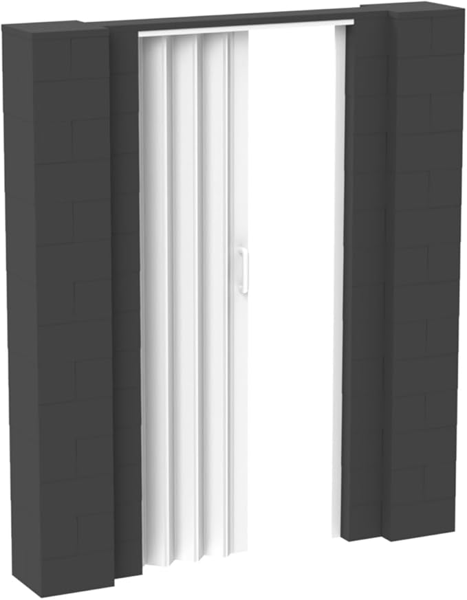 EverBlock 6’ x 7’ Wall Kit with Accordion Door | 3’ x 7’ Doorway | Modular Building Blocks | Wall Display System | Room Divider & Partition | Connect & Reuse | Indoor & Outdoor Use | Dark Gray