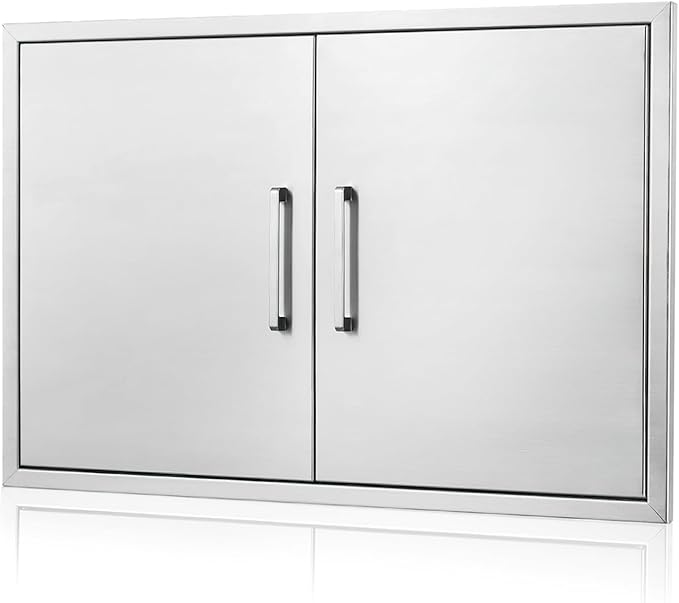 Outdoor Kitchen Door, 28" W21 H Outdoors Access Doors, Stainless Steel BBQ Double Door, Available for Outdoor Kitchen Island