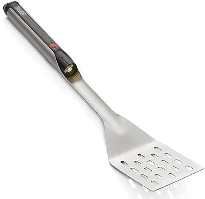 Grill Light Stainless Steel BBQ Grilling Spatula with LED Flashlight - Thick Restaurant Grade Steel - Waterproof & Dishwasher Safe - Grill in The Dark - Camping Barbeque Grilling Spatula