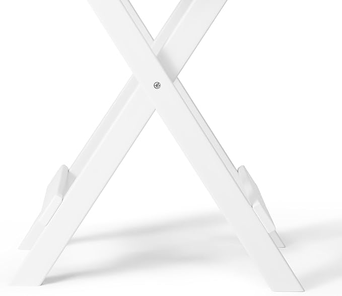 Costaelm Paradise HDPE Outdoor 24.5 Inch Round Portable Folding Patio Dining Table, White