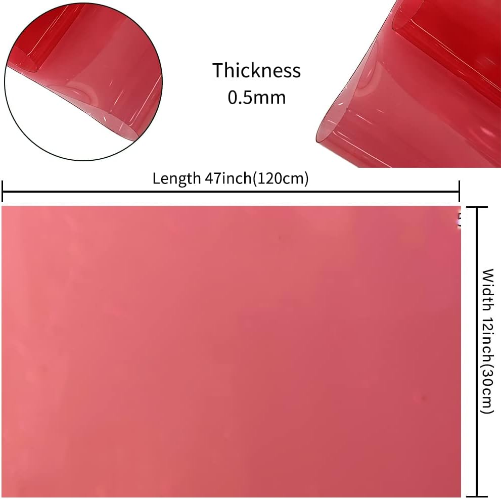 HYANG Light Pink Transparent PVC Super Clear Holographic Vinyl Faux Leather Sheets 1 Roll 12" x 47" (30cm x 120cm) for DIY Bows Earrings Bags DIY Crafts Making