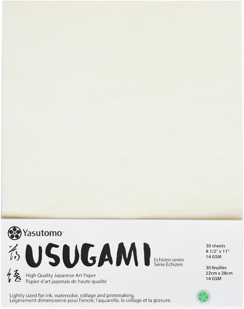 Yasutomo Usugami Paper, Size 8 1/2" x 11", 30 Sheets, Arts and Crafts Supplies
